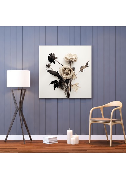 Siyah Beyaz Kuru Çiçek Kanvas Tablo - Kuru Çiçek, Kanvas Tablo, Kuru Çiçek, Kanvas Tablo, 30X30