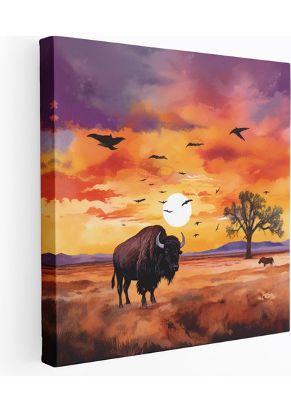 Bufalo Duvar Sanatı - Suluboya Resim Kanvas Tablo - Bufalo, Doğa, Suluboya Resim, Duvar Sanatı, 30X30