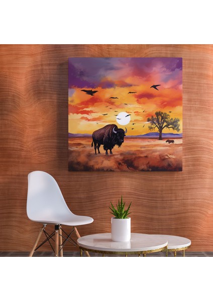 Bufalo Duvar Sanatı - Suluboya Resim Kanvas Tablo - Bufalo, Doğa, Suluboya Resim, Duvar Sanatı, 30X30 modelleri