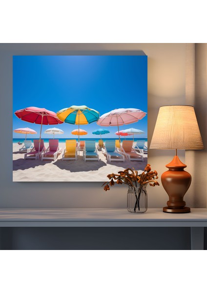 Plaj Duvar Tablosu - Şemsiye Cenneti - Plaj, Plaj, Duvar Süslemesi, Şemsiye, 30X30 fiyatları