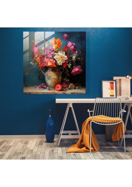 Uyuşturucu Retro Çiçek Açıyor Cam Baskı - Uyuşturucu, Duvar Süslemesi, Natürmort Aranjman, Modern Sanat, 30X30 fiyatları