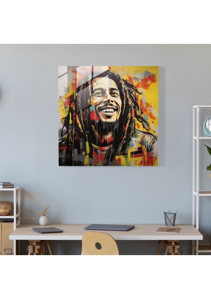Bob Marley Cam Baskı - Kent Sanatı - Bob Marley, Cam Baskı, Cam Duvar Sanatı, Cam Sanatı, 30X30