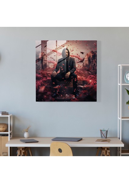 John Wick Gerçeküstü Karma Teknik Cam Baskı - John Wick, Duvar Süslemesi, Cam Baskı, John Wick, 30X30