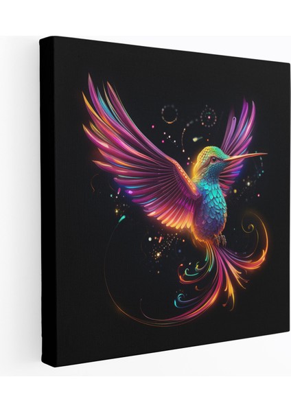 Neon Sinek Kuşu Duvar Sanatı - Sinek Kuşu, Duvar Dekorasyonu, Duvar Sanatı, Ev Dekorasyonu, 30X30