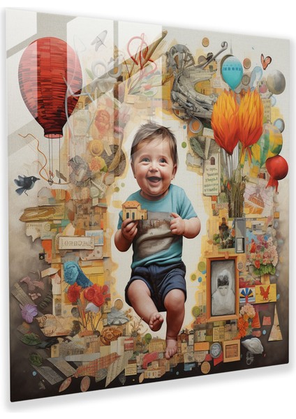 Doğan Anılar Cam Baskı - Doğan, Ev Dekorasyonu, Cam Duvar Sanatı, Kolaj Çalışması, 30X30