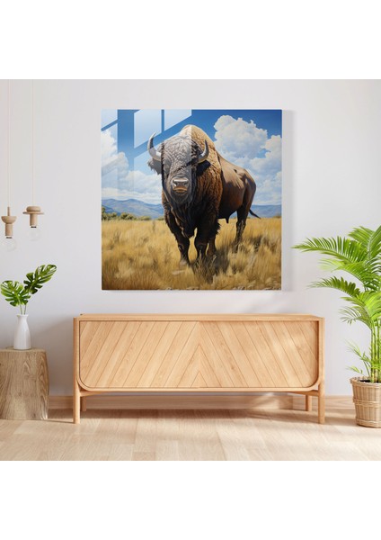 Buffalo Cam Baskı - Görkemli Bufalo - Bufalo Gerçekçi Yağlıboya Tablo, Duvar Dekorasyonu, Cam Duvar Sanatı, Sanat Meraklıları, 30X30 fiyatları