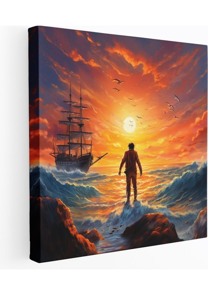 Hermes Gün Batımı Deniz Yolculuğu Kanvas Tablo - Hermes, Duvar Sanatı, Hermes, Büyüleyici Gün Batımı, 30X30
