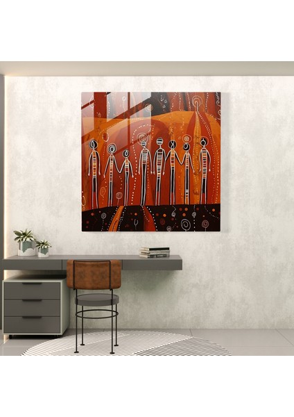 Ruhsal Atalar Cam Baskı - Aborijin, Modern Sanat, Aborijin, Ev Dekorasyonu, 30X30 fiyatları