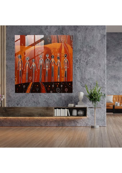 Ruhsal Atalar Cam Baskı - Aborijin, Modern Sanat, Aborijin, Ev Dekorasyonu, 30X30 modelleri