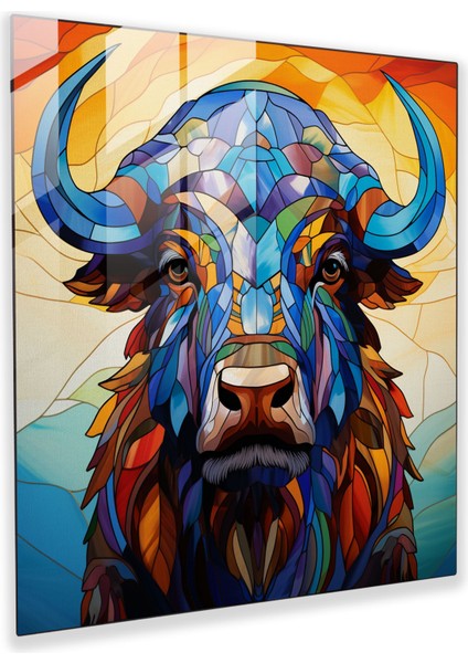 Buffalo Glass Print - Renkli Buffalo Soyut Vitray Tasarımı - Buffalo, Cam Duvar Sanatı, Modern Sanat, Cam Baskı, 30X30