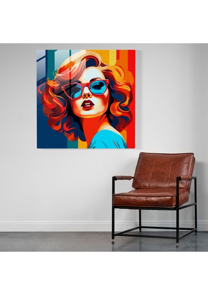Uyuşturucu Tutumu Cam Baskı - Uyuşturucu, Şık Kadın, Pop Art, Canlı Renkler, 30X30