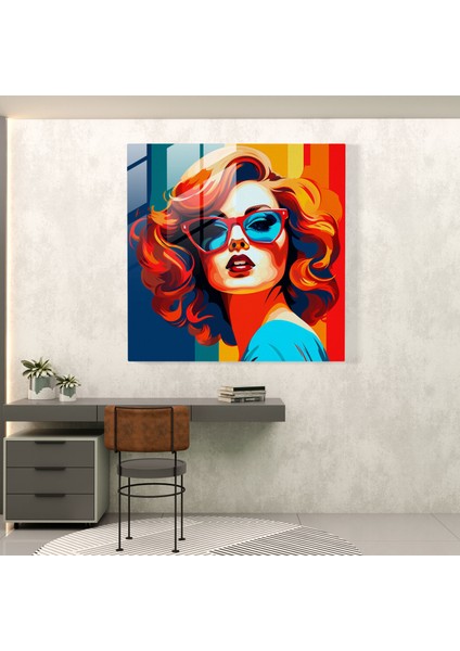 Uyuşturucu Tutumu Cam Baskı - Uyuşturucu, Şık Kadın, Pop Art, Canlı Renkler, 30X30