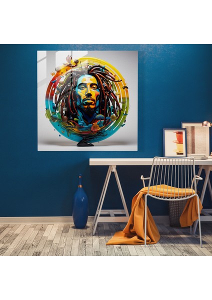 Özgürlük Sembolü Cam Baskı - Bob Marley, Bob Marley, Renkli, Ev Dekorasyonu, 30X30 modelleri