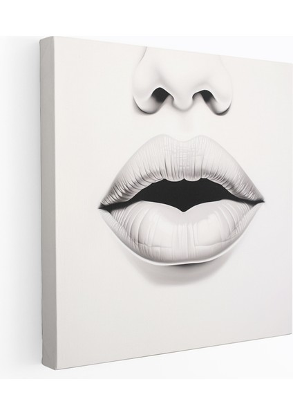 Öpücük Duvar Sanatı - Minimalist Siyah Beyaz Kanvas Tablo - Öpücük, Öpücük, Kanvas Tablo, Siyah Beyaz, 30X30