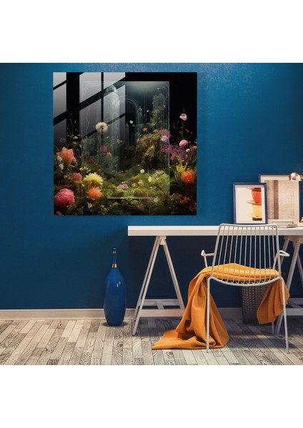 Cam Botanik Baskı - Yemyeşil Yeşillik Içinde Kabe - Kabe, Huzur, Gür Yeşillik, Açan Çiçekler, 30X30 modelleri