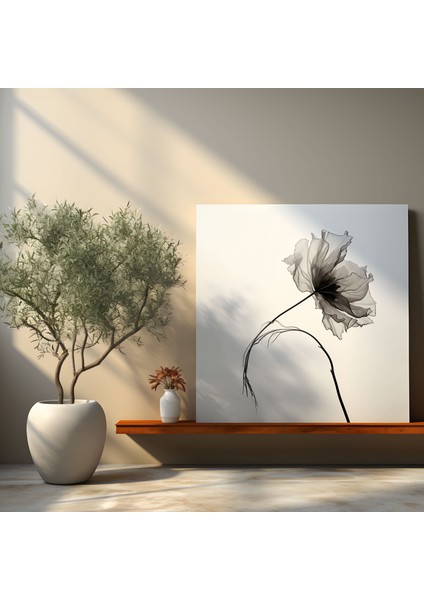 Kuru Çiçek Kanvas Tablo - Kuru Çiçek, Kurutulmuş Çiçek, Yakın Çekim, Minimalist Siyah Beyaz Fotoğraf, 30X30 fiyatları