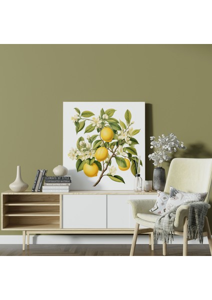 Vintage Limon Ağacı Kanvas Tablo - Limon Ağacı, Duvar Sanatı, Limon Ağacı, Nostaljik Cazibe, 30X30
