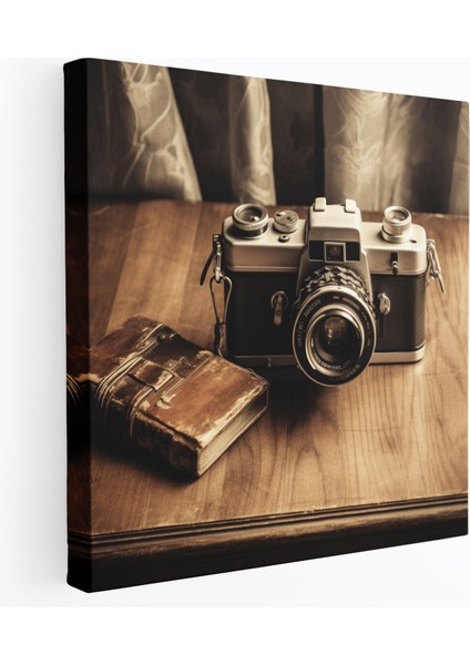 Klasik Kamera Duvar Dekorasyonu - Klasik, Nostaljik Fotoğraf, Ahşap Masa, Ev Dekorasyonu, 30X30