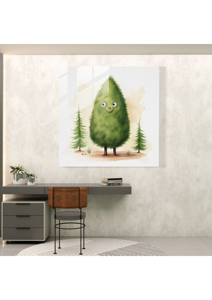 Yeşil Çam Kaprisli Cam Baskı - Yeşil Çam, Yeşil Çam, Cam Baskı, Dost Karakter, 30X30 fiyatları
