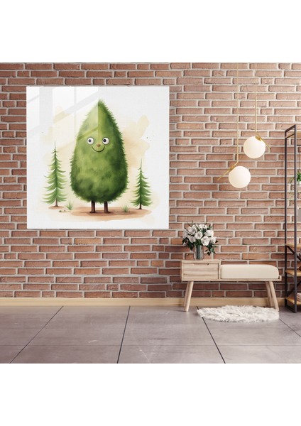 Yeşil Çam Kaprisli Cam Baskı - Yeşil Çam, Yeşil Çam, Cam Baskı, Dost Karakter, 30X30 modelleri