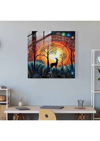 Aborijin Rüya Zamanı Cam Baskı - Aborijin, Rüya Zamanı Sahnesi, Cam Duvar Sanatı, Duvar Dekorasyonu, 30X30 fiyatları