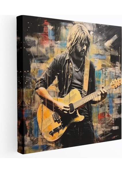 Kurt Cobain Duvar Dekorasyonu - Kurt Cobain, Gitar Telleri, Ev Dekorasyonu, Soyut Sanat, 30X30