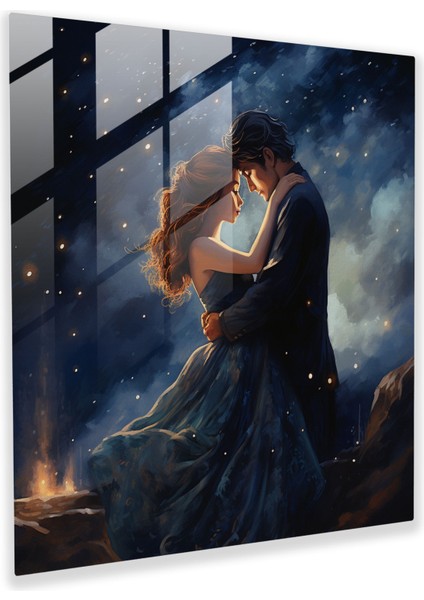 Klasik Romantik Cam Baskı - Klasik, Aşıklar, Cam Tablo, Ev Dekorasyonu, 30X30
