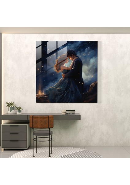 Klasik Romantik Cam Baskı - Klasik, Aşıklar, Cam Tablo, Ev Dekorasyonu, 30X30 modelleri