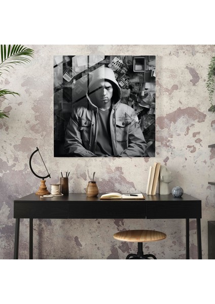 Eminem Glass Art - Eminem, Ev Dekorasyonu, Fotoğraf Kolajı, Modern Sanat, 30X30 fiyatları