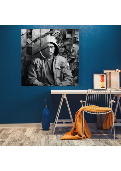 Eminem Glass Art - Eminem, Ev Dekorasyonu, Fotoğraf Kolajı, Modern Sanat, 30X30 modelleri