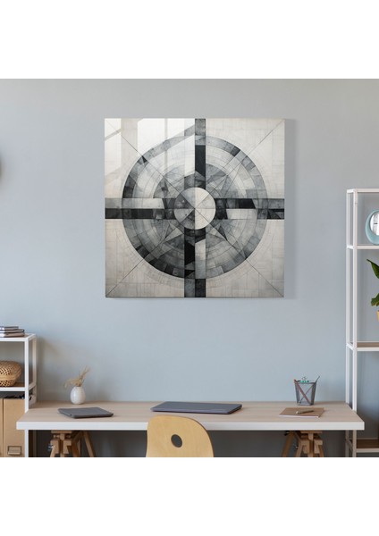 Gri Geometri Cam Baskı - Gri, Gri Tonları, Duvar Dekorasyonu, Cam Sanatı, 30X30 fiyatları