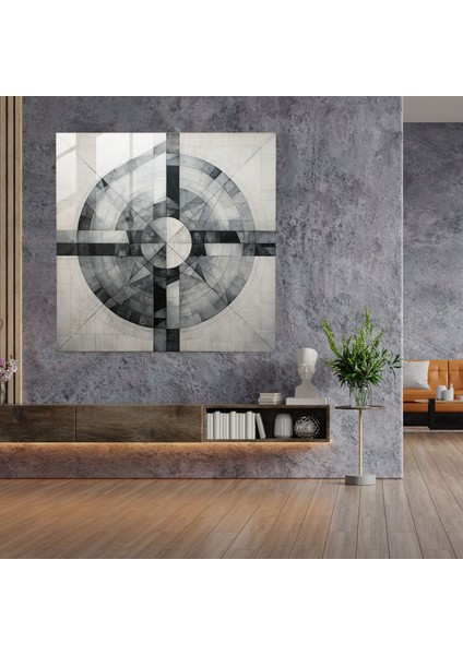 Gri Geometri Cam Baskı - Gri, Gri Tonları, Duvar Dekorasyonu, Cam Sanatı, 30X30 modelleri