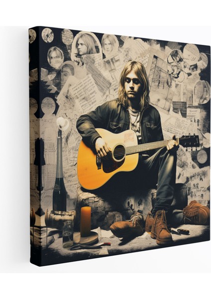 Kurt Cobain Duvar Tablosu - Grunge'dan Esinlenen Kanvas Tablo - Kurt Cobain, Grunge'dan Esinlenen Kolaj, Ev Dekorasyonu, Isyan, 30X30