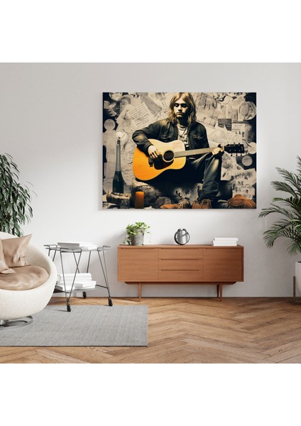 Kurt Cobain Duvar Tablosu - Grunge'dan Esinlenen Kanvas Tablo - Kurt Cobain, Grunge'dan Esinlenen Kolaj, Ev Dekorasyonu, Isyan, 30X30