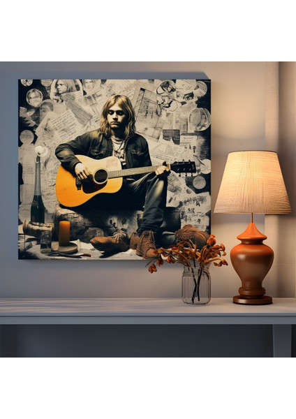 Kurt Cobain Duvar Tablosu - Grunge'dan Esinlenen Kanvas Tablo - Kurt Cobain, Grunge'dan Esinlenen Kolaj, Ev Dekorasyonu, Isyan, 30X30