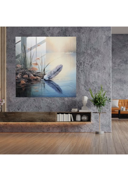 Tüy Oasis Cam Baskı - Tüy, Duvar Süslemesi, Tüy, Ev Dekorasyonu, 30X30 fiyatları