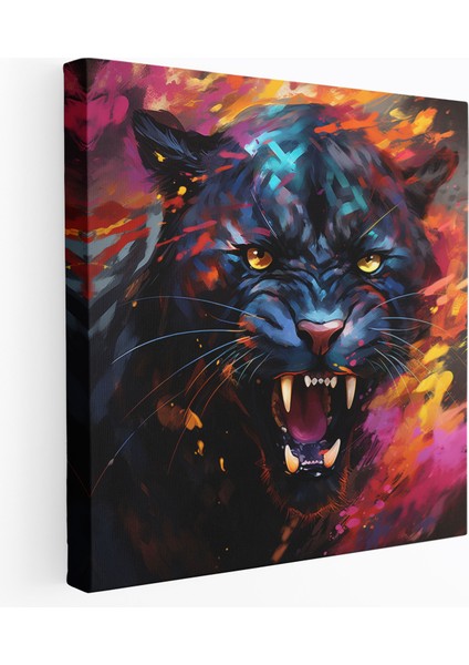 Kara Panter Kanvas Tablo - Soyut Dijital Sanat Duvar Dekorasyonu - Kara Panter, Kanvas Tablo, Ev Dekorasyonu, Duvar Sanatı, 30X30