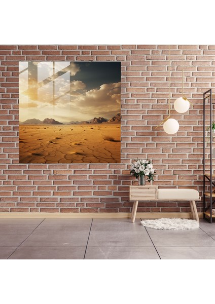 Kumda Huzur Cam Baskı - Çöl, Ev Dekorasyonu, Çöl Manzarası Fotoğrafı, Duvar Süslemesi, 30X30