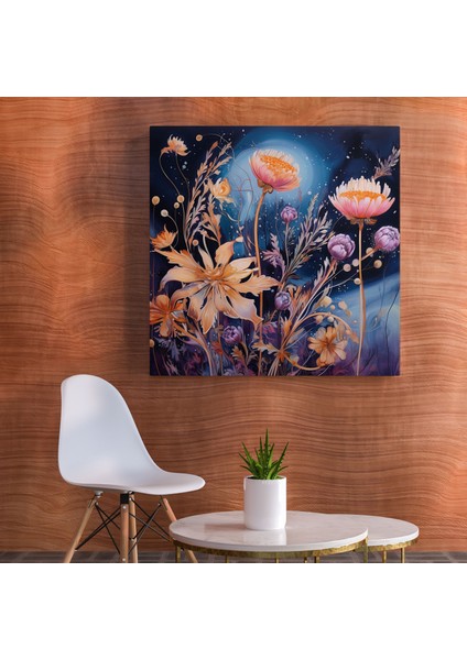Kaprisli Kuru Çiçek Kanvas Tablo - Kuru Çiçek, Kaprisli Tablo, Rüya Gibi Renkler, Ev Dekorasyonu, 30X30