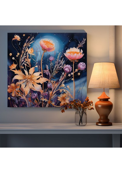 Kaprisli Kuru Çiçek Kanvas Tablo - Kuru Çiçek, Kaprisli Tablo, Rüya Gibi Renkler, Ev Dekorasyonu, 30X30