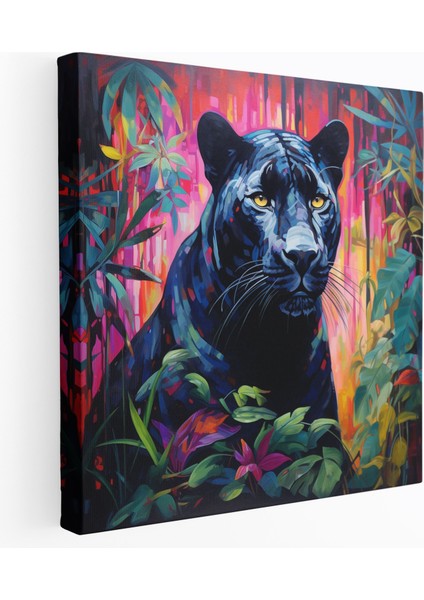 Kara Panter Kanvas Tablo - Canlı Ormanda Görkemli Panter - Kara Panter, Kanvas Tablo, Ev Dekorasyonu, Kanvas Tablo, 30X30
