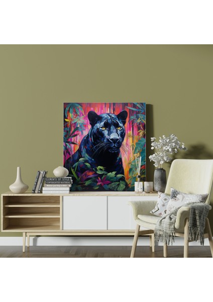 Kara Panter Kanvas Tablo - Canlı Ormanda Görkemli Panter - Kara Panter, Kanvas Tablo, Ev Dekorasyonu, Kanvas Tablo, 30X30