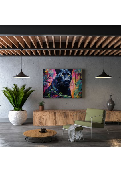 Kara Panter Kanvas Tablo - Canlı Ormanda Görkemli Panter - Kara Panter, Kanvas Tablo, Ev Dekorasyonu, Kanvas Tablo, 30X30