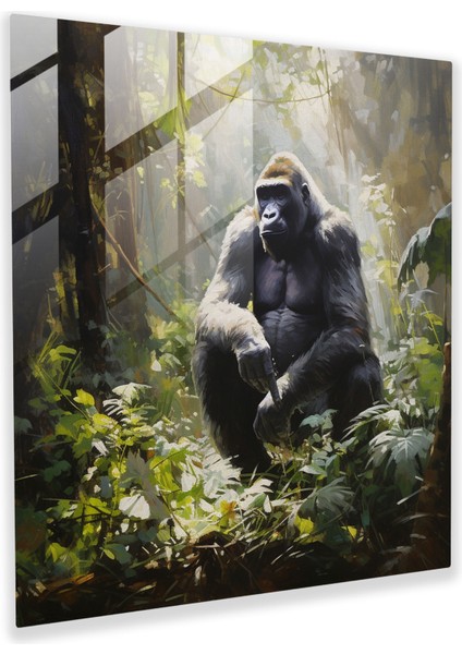 Serene Gorilla Cam Baskı - Goril, Goril, Cam Sanatı, Cam Baskı, 30X30
