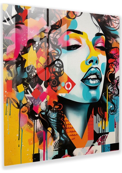 Graffiti Öpücüğü Cam Baskı - Öpücük, Cam Baskı, Cam Sanatı, Cam Duvar Sanatı, 30X30