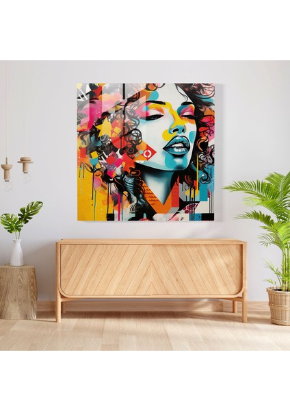 Graffiti Öpücüğü Cam Baskı - Öpücük, Cam Baskı, Cam Sanatı, Cam Duvar Sanatı, 30X30