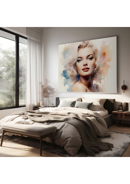 Suluboya Marilyn Monroe Kanvas Tablo - Marilyn Monroe, Ev Dekorasyonu, Narin Renk Yıkamalar, Duvar Dekorasyonu, 30X30 modelleri