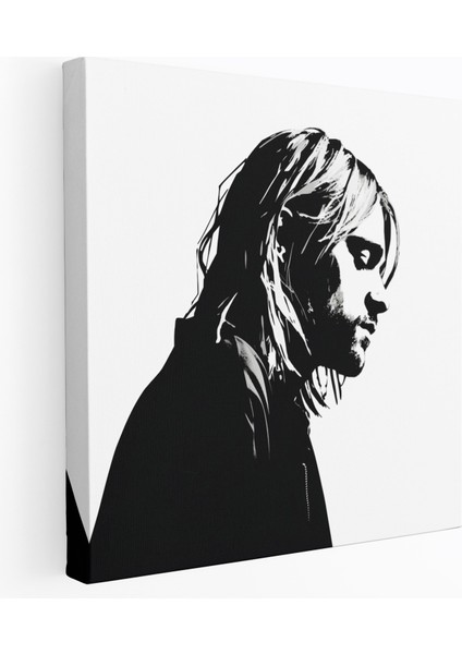 Kurt Cobain Duvar Sanatı - Kurt Cobain, Kanvas, Ikonik Profil, Grunge Müzik, 30X30