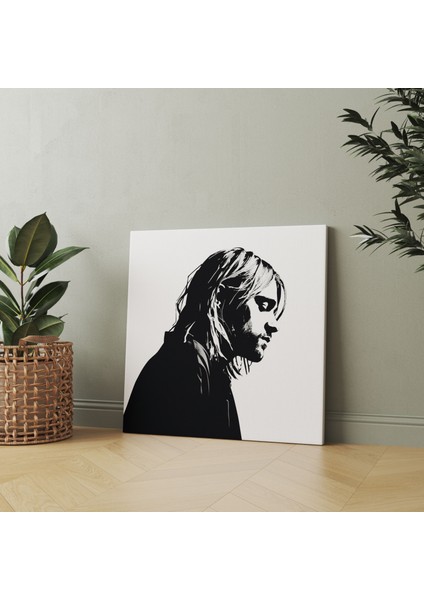 Kurt Cobain Duvar Sanatı - Kurt Cobain, Kanvas, Ikonik Profil, Grunge Müzik, 30X30 modelleri