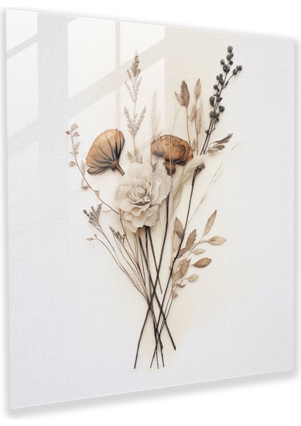 Kuru Çiçek Cam Baskı - Kuru Çiçek, Suluboya Resim, Cam Duvar Sanatı, Ev Dekorasyonu, 30X30